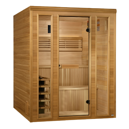 Golden Designs 2025 "Engelberg Edition" 6 Person Traditional Steam Sauna (GDI-7060-01) - Pacific Premium Clear Cedar