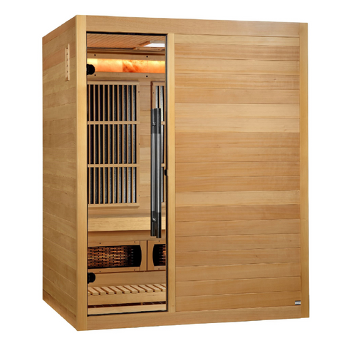 Golden Designs 2025 Soria GDI-8330-01 3 Per Hybrid Sauna (Indoor). Full Spectrum and Harvia Traditional Stove